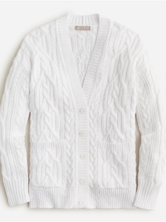 J. Crew Sweaters - J. Crew White Cable-Knit Shawl Collar Cardigan